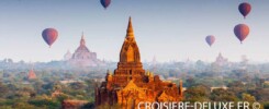 Vue de la ville de Bagan à Mynamar depuis un montgolfier